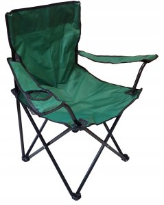 Lekkie Krzesło Składane Kempingowe z Oparciem Turystyczne Zielone KUBISPORT 2