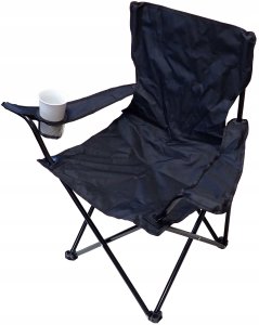 Lekkie Krzesło Składane Kempingowe z Oparciem Turystyczne Czarne KUBISPORT 2