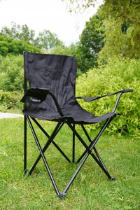 Lekkie Krzesło Składane Kempingowe z Oparciem Turystyczne Czarne KUBISPORT 4