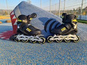 Rolki Damskie Męskie Czarne Kauczukowe Solidne z Hamulcem KUBISPORT roz. 38 3