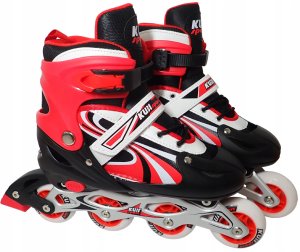 Rolki dla Dzieci Dziecięce Regulowane Czerwone Solidne KUBISPORT r. 31-24 10
