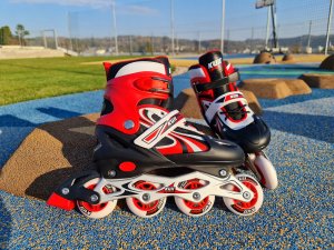 Rolki dla Dzieci Dziecięce Regulowane Czerwone Solidne KUBISPORT r. 35-38 3