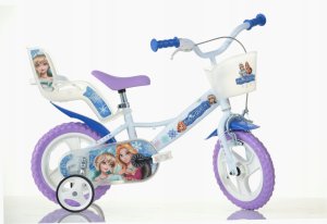Rowerek Rower Dziecięcy dla Dzieci Dziewczynki z Bocznymi Kółkami DINO 12" 1