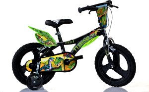 Rowerek Rower Dziecięcy dla Dzieci Chłopca z Bocznymi Kółkami DINO 14" 1