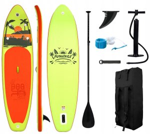 Zestaw Deska SUP Paddleboard do Pływania 7w1 Żółta KUBISPORT 335x84x15 cm 1