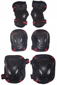 Zestaw Ochraniaczy na Rolki Deskorolkę Rower 3w1 Czarne KUBISPORT rozm XL 1