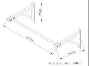 Drążek podciągowy ścienny, czarny 2