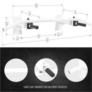 Drążek do podciągania mocowany do ściany, biało-szary 3