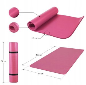 Mata do ćwiczeń  jogi 190x60x1,5 cm fuksja 10