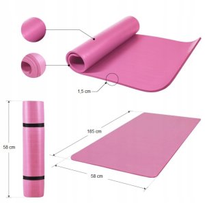 Gorilla Sports Mata do ćwiczeń jogi 190x60x1,5 cm różowa 2