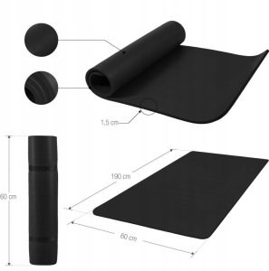 Gorilla Sports Mata do ćwiczeń jogi 190x60x1,5 cm czarna 15