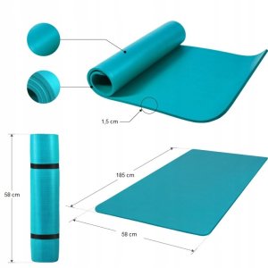 Gorilla Sports Mata do ćwiczeń jogi 190x60x1,5 cm niebieska 2