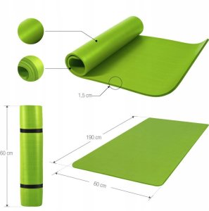 Gorilla Sports Mata do ćwiczeń jogi 190x60x1,5 cm limonka 10