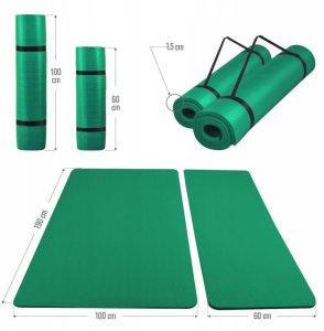 Mata do jogi duża 190x100x1,5 cm zielona 11