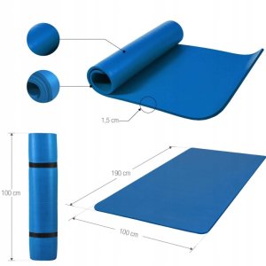 Mata do jogi duża 190x100x1,5 cm błękit królewski 3