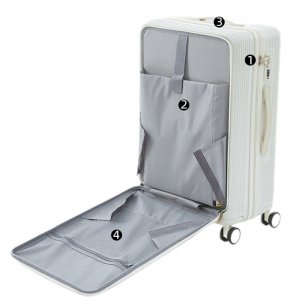 ITIMPORT WALIZKA Kabinowa BIAŁA ABS Odporna 38L USB 4