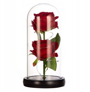 WIECZNA Róża PODWÓJNA W SZKLE Świecąca LED PREZENT 4