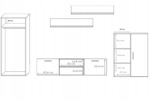 Meblościanka California do salonu pokoju nowoczesny zestaw mebli RTV szafa dwudrzwiowa 3