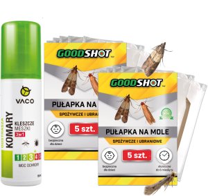 ZESTAW Płyn na komary DEET 100ml + 10x Lep  na Mole Spożywcze i Ubraniowe 1