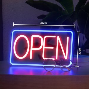 SZYLD NEON OPEN do sklepu kawiarni baru lokalu na USB WŁĄCZNIK +ZAWIESZKI 2