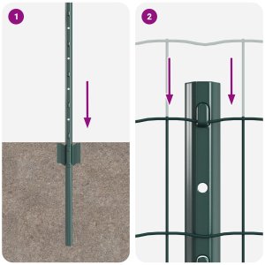 vidaXL Ogrodzenie Euro z 5 słupkami U Zielone 0.8x10 m Stal 9