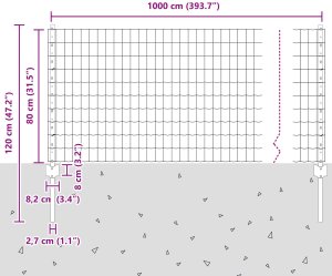 vidaXL Ogrodzenie Euro z 5 słupkami U Zielone 0.8x10 m Stal 10