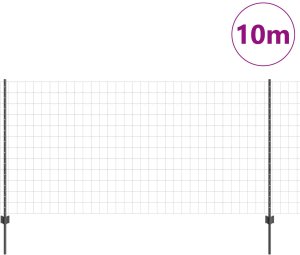 vidaXL Szare ogrodzenie Euro z 10 słupkami 1,2x10 m ze stali 3