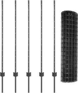 vidaXL Szare ogrodzenie Euro z 10 słupkami 1,2x10 m ze stali 4