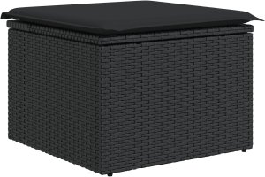 vidaXL Zestaw Sofa Ogrodowa 8 części Czarny Rattan i drewno Przestronny 7