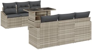 vidaXL Zestaw sofy ogrodowej z poduszkami jasnoszary polirattan 2