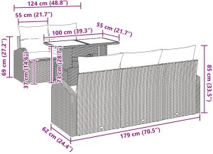 vidaXL 6-częściowy zestaw sof ogrodowych z poduszkami Czarny Polirattan 10
