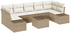 vidaXL 8-częściowy zestaw sof ogrodowych z poduszkami beżowym polirattanem 2
