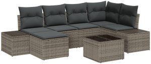 vidaXL Zestaw Sof Ogrodowych 6-częściowy z Poduszkami Czarny Polirattan 2