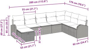 vidaXL Zestaw sof ogrodowych 8 części z poduszkami jasnoszary Poly Rattan 10