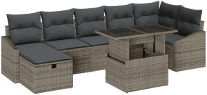 vidaXL 8-częściowy zestaw sof ogrodowych z poduszkami szary polirattan 2