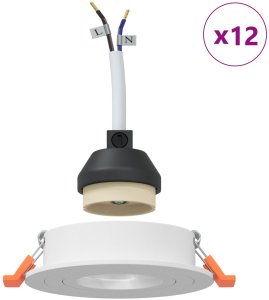 vidaXL Reflektory wpuszczane 12 szt. Okrągłe GU10 Białe 91 mm 4