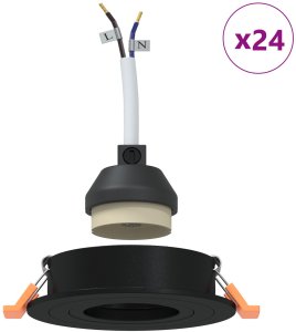 vidaXL Reflektory wpuszczane 24 szt. Okrągłe GU10 Czarny 91 mm 4
