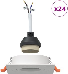 vidaXL Lampa wpuszczana 24 szt. Kwadrat GU10 Biała 91x91 mm 4