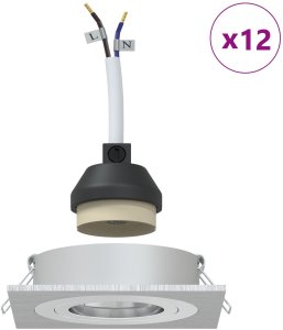 vidaXL Reflektory wpuszczane 12 sztuk Kwadrat GU10 Srebrny 91x91 mm 4