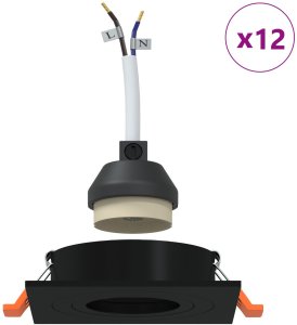 vidaXL Reflektory wpuszczane 12 szt. Kwadrat GU10 Czarny 91x91 mm 4