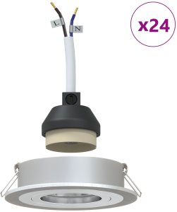 vidaXL Lampy wpuszczane 24 szt. Okrągły GU10 Srebrny 91 mm 4