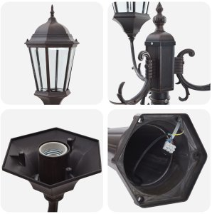 vidaXL Słup ogrodowy Brązowy Metal 61 x 53 x 235 cm Lampa ogrodowa 5