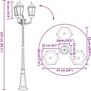 vidaXL Słup ogrodowy Brązowy Metal 61 x 53 x 235 cm Lampa ogrodowa 8