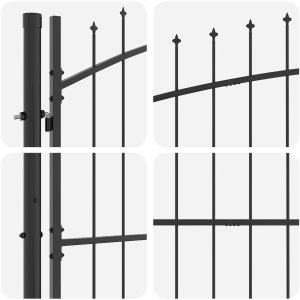 vidaXL Bramka ogrodowa z ostrym szczytem, podwójnie otwierana, szara 125x300 cm stal 5