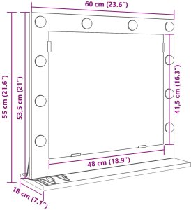 vidaXL Lustro Toaletowe  Białe Drewno drewnopochodne 60 x 55 x 18 cm 8