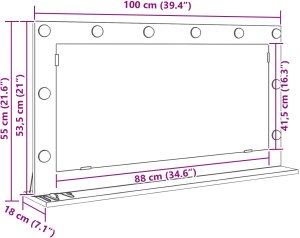 Lustro vidaXL Lustro Toaletowe Szary beton Beton 100 x 55 x 18 cm Lustro 8