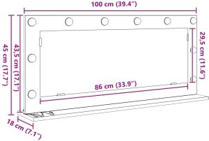 Lustro vidaXL Lustro toaletowe Dąb Sonoma Płyta wiórowa, Szkło 100 x 45 x 18 cm 8