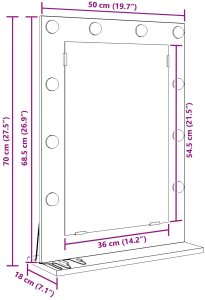 Lustro vidaXL Lustro Toaletowe Szare sonoma Płyta wiórowa, Szkło 70 x 50 x 18 cm 6