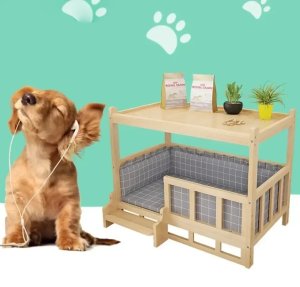 Szafka NOCNA POSŁANIE dla PSA KOTA Drewniana SCHODEK SYPIALNIA 75x50x65cm 6