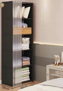 SZAFA Modułowa SKŁADANA Wieszak GARDEROBA na UBRANIA Metalowa 155x28x40cm 2